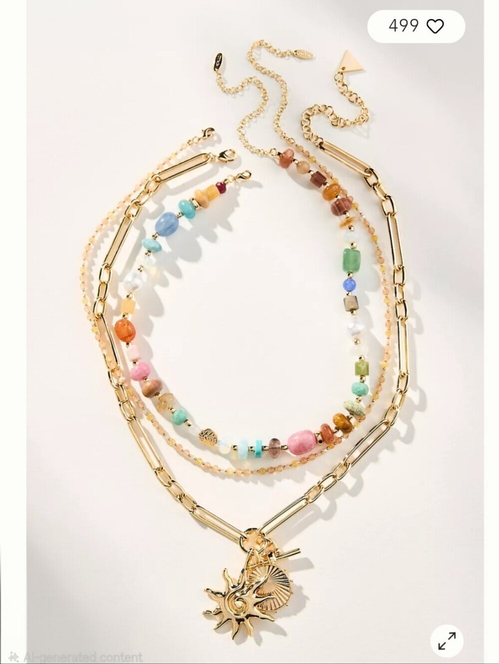 NWT! Anthropologie, Shades of Sea Layered Necklaces, Set of 3: Charm Edition